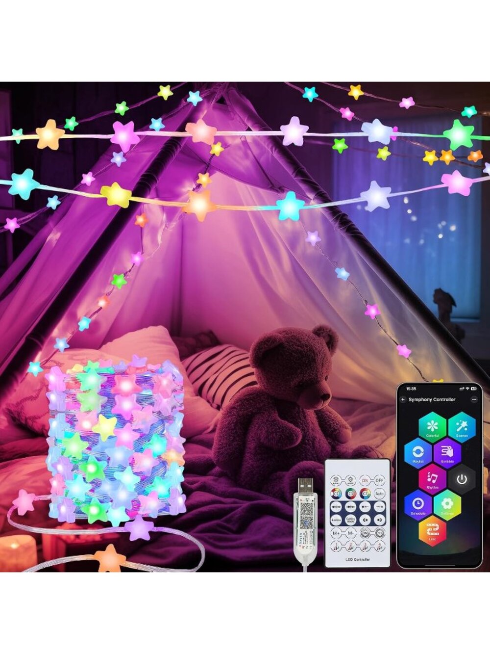New Smart Star Fairy Lights Color Changing String Lights APP Control for Dorm